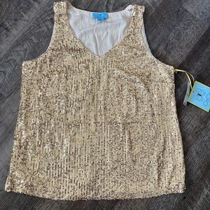 Cece V-Neck Sequin Lined Blouse- Size Medium